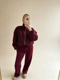 Deep Plum Wide-Leg Joggers