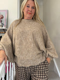 Oatmeal Marl Batwing Knit Jumper