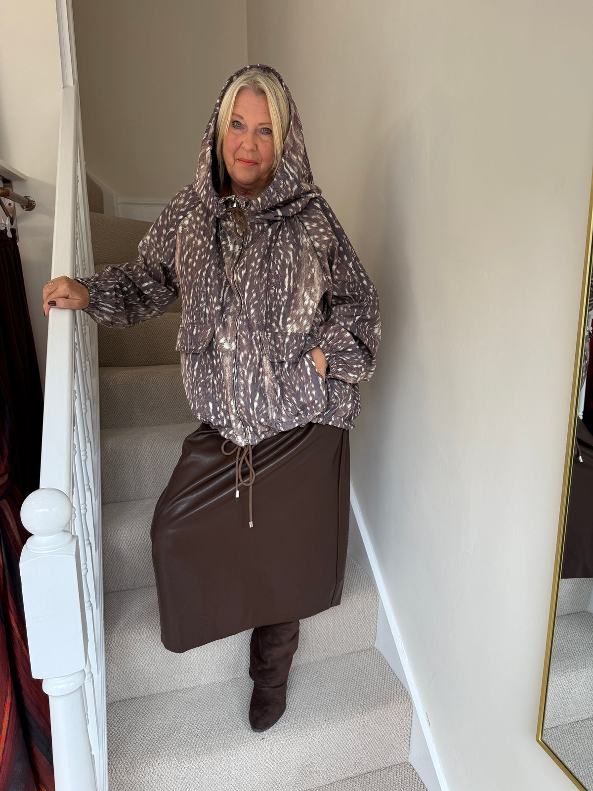 Bambi Print Hooded Coat