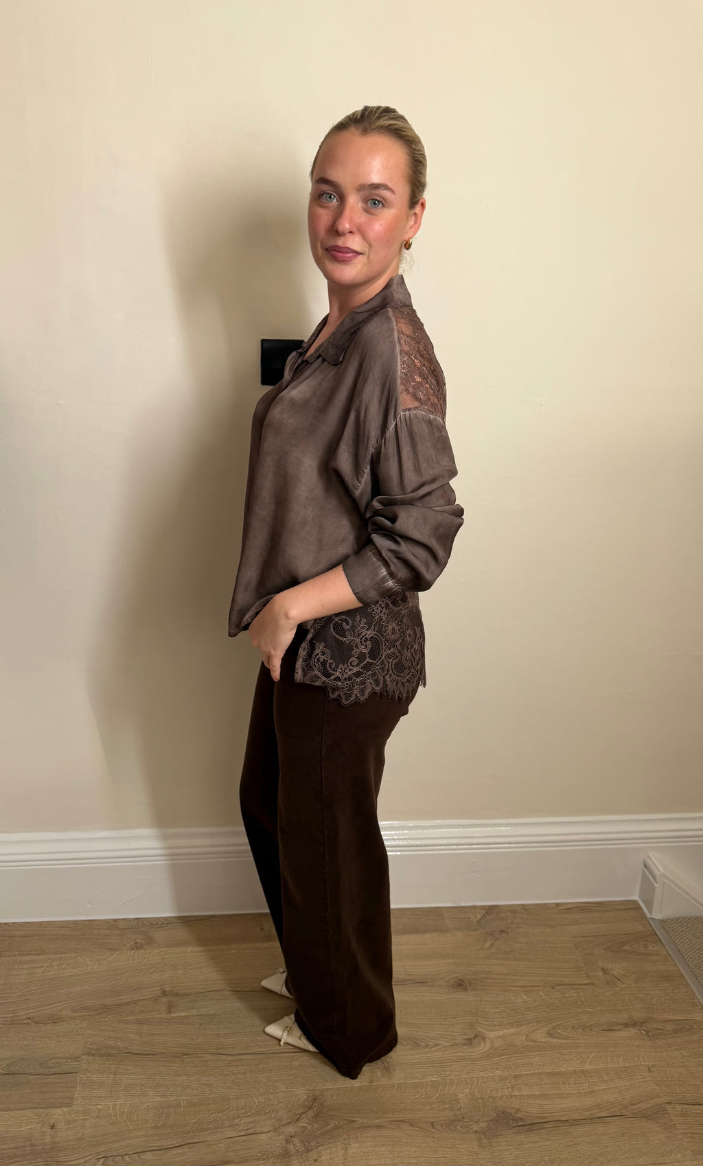 Sarah Tempest Brown Lace Back Shirt