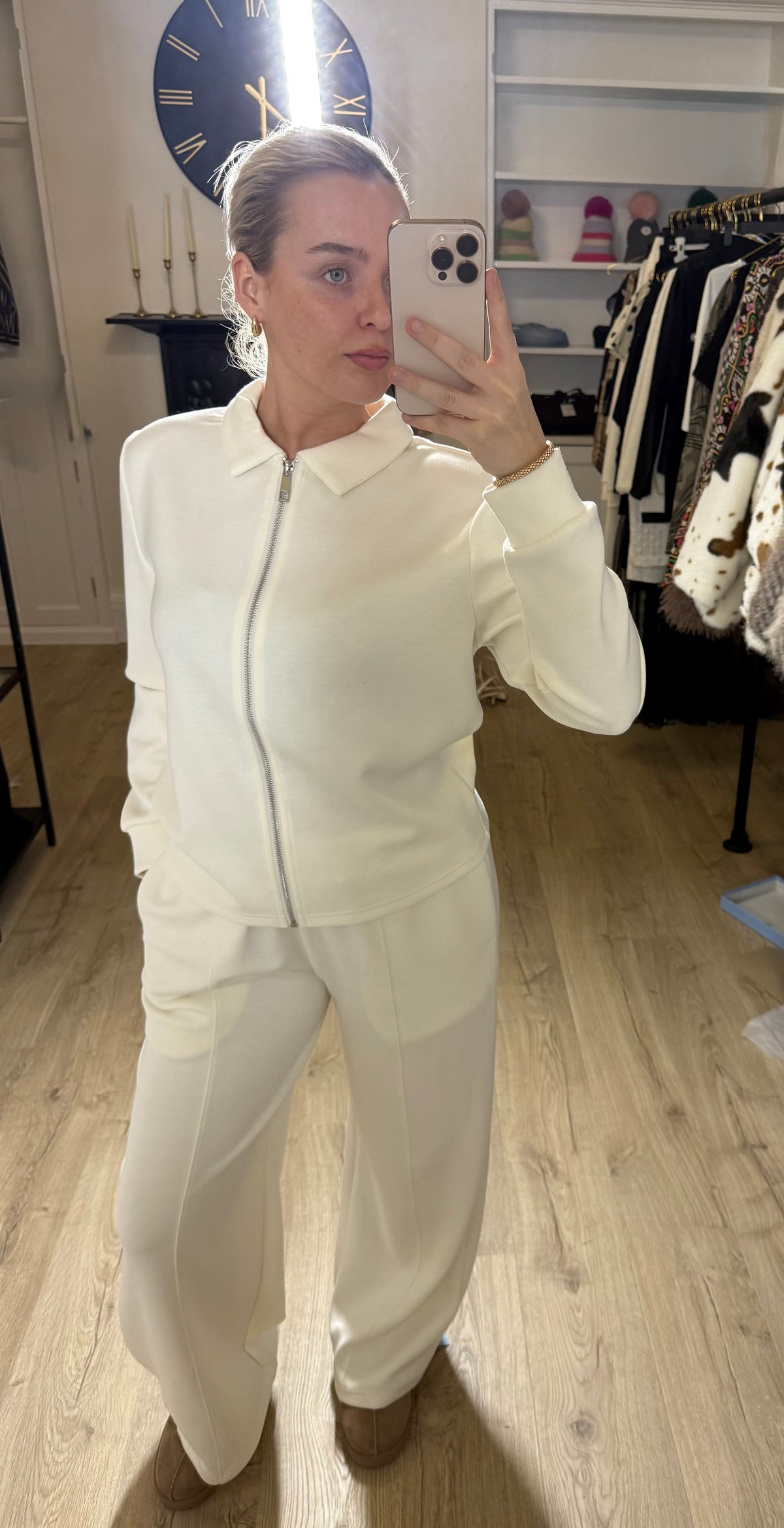 Alice Collins Cream Wide Leg Joggers