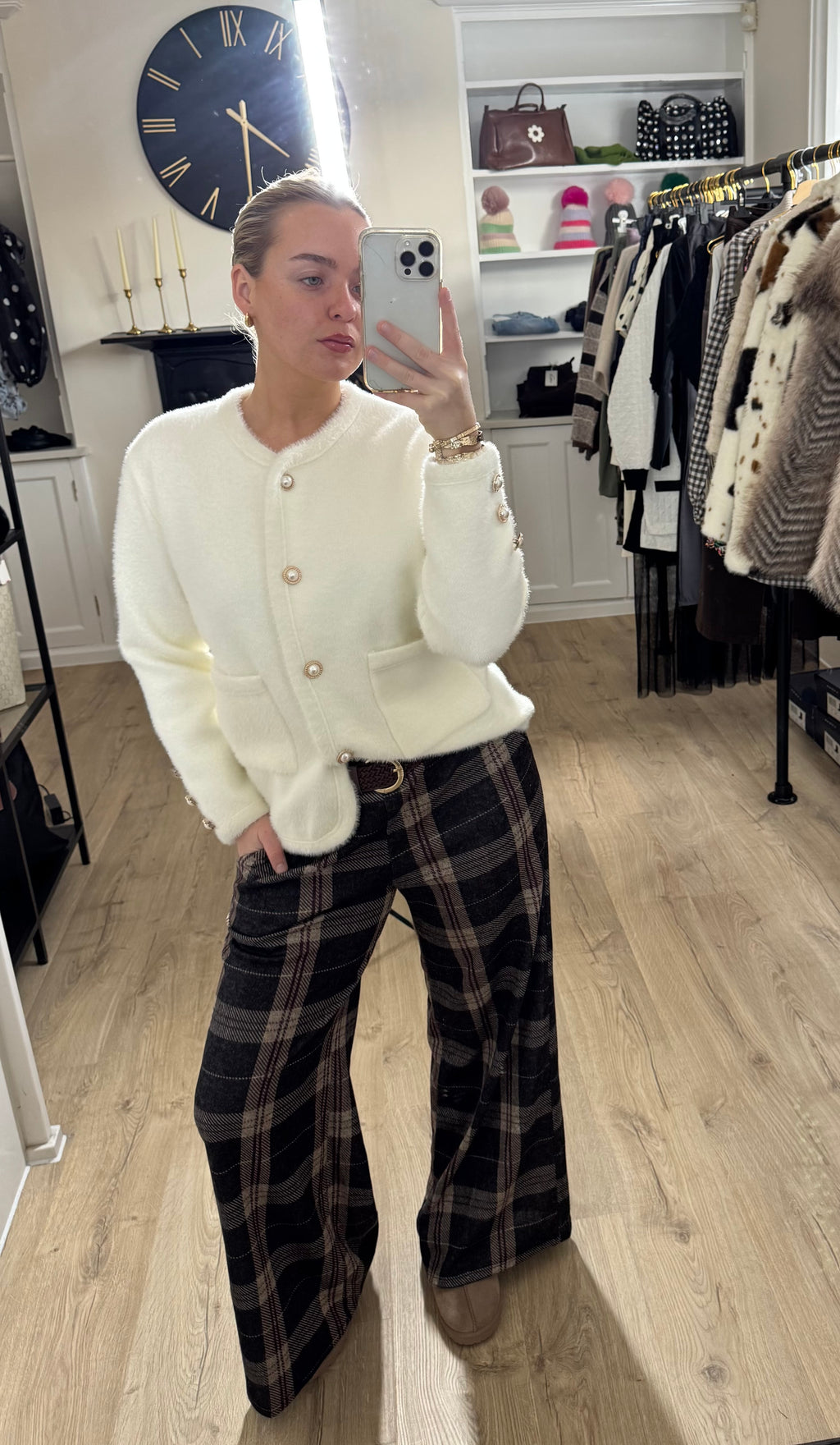 Dark Tartan Wide Leg Trousers