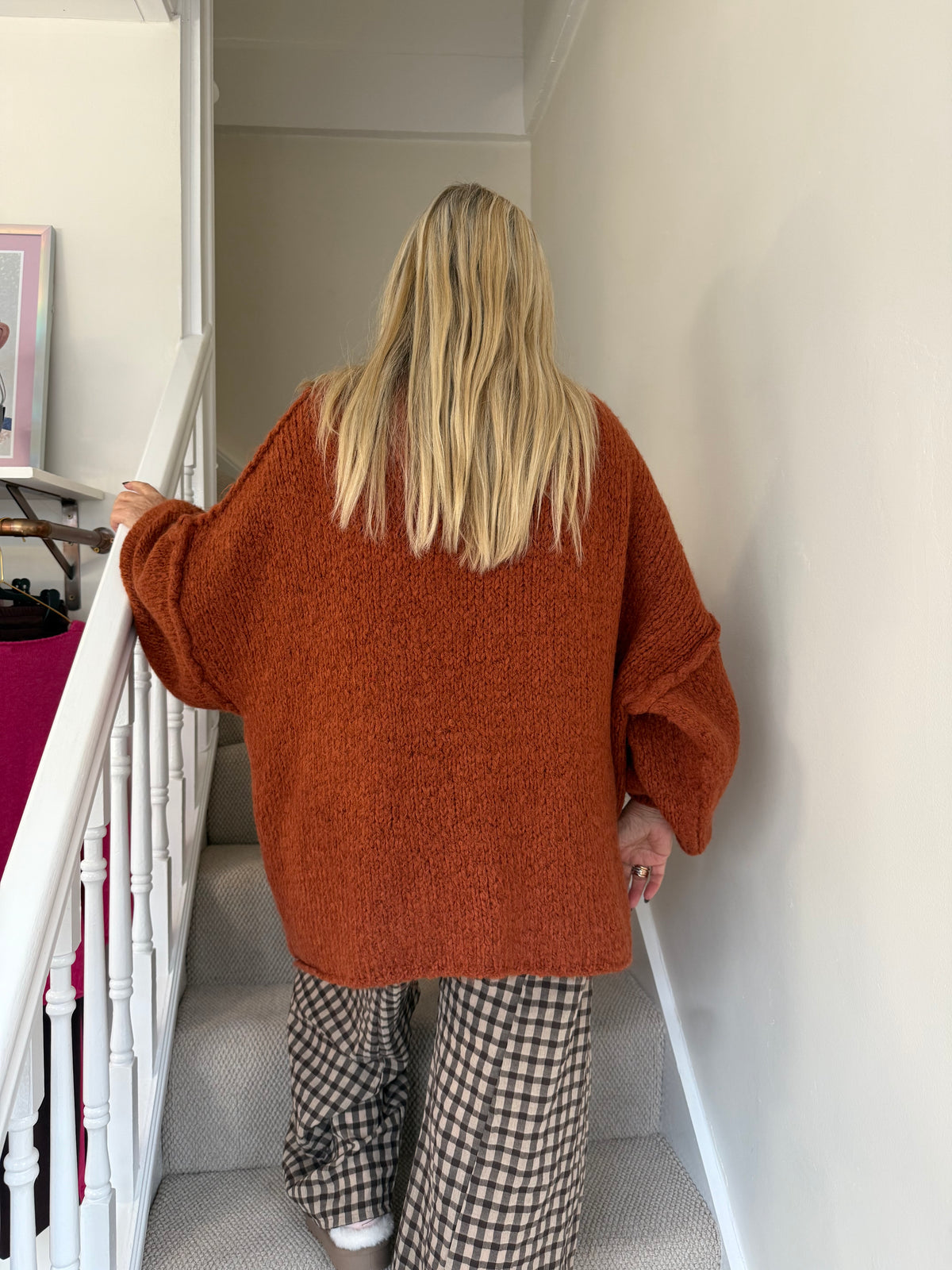 Warm Burnt Orange Funnel Neck Oversized Knit