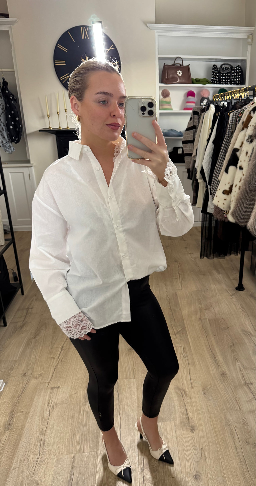 White Lace Cuff Shirt