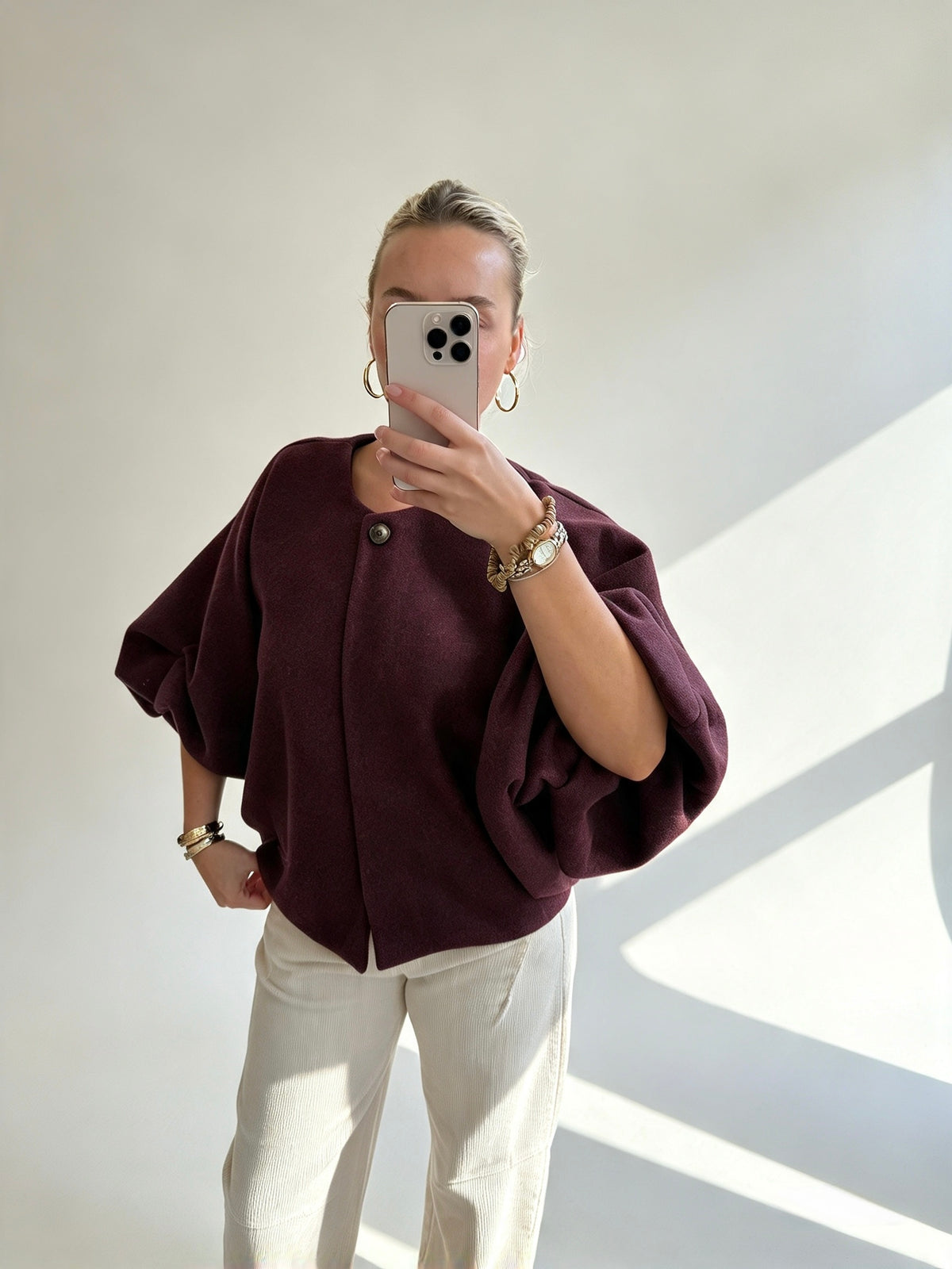 Burgundy Soft Feel Statement Jacket
