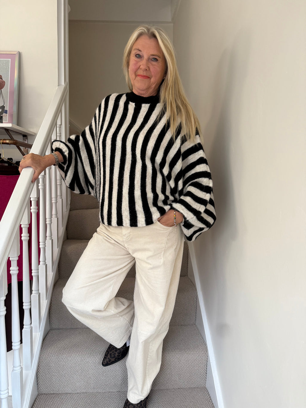 Black & White Stripe Batwing Jumper